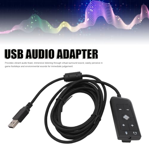 Asixxsix USB to 3.5mm Jack Audio Adapter,Virtual 7.1 Surround Sound, USB to Audio Jack Sound Card Adapter with Headphone Microphone Jack, External Audio Adapter for Kingston HyperX Cloud II - Image 3