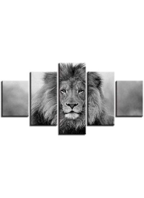 Home Trove 5-Piece Modular Wall Art Set | Black and White Lion Canvas Prints for Living Room | HD Quality | No Frame 40x100cm
