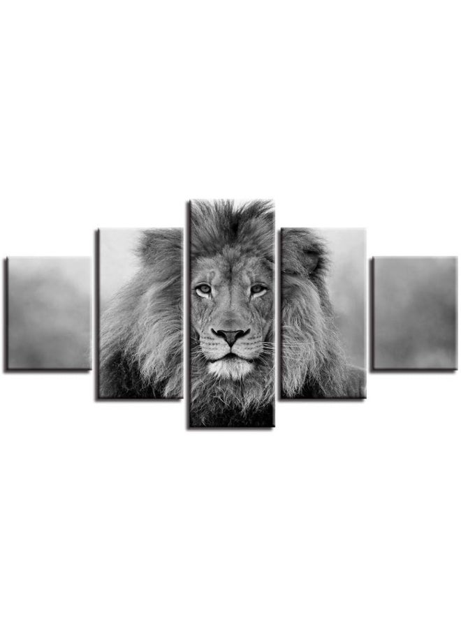 Home Trove - Home Trove 5-Piece Modular Wall Art Set | Black and White Lion Canvas Prints for Living Room | HD Quality | No Frame 40x100cm - Image 1