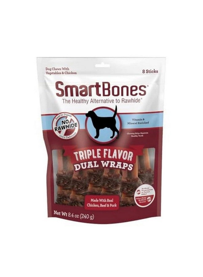 SmartBones Triple Flavor Dual Wraps, 1 Count (Pack of 8)