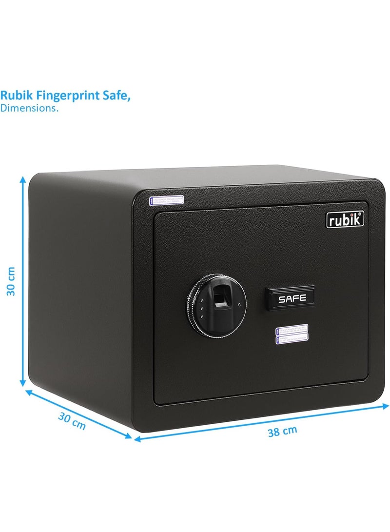 Rubik Fingerprint Safe Box Large, Document Size Biometric Lock with Key, Fire Resistant Powder Coating, for Home Office Cash Money Documents (RB-30YFP, 30x38x30cm) Black - Image 3