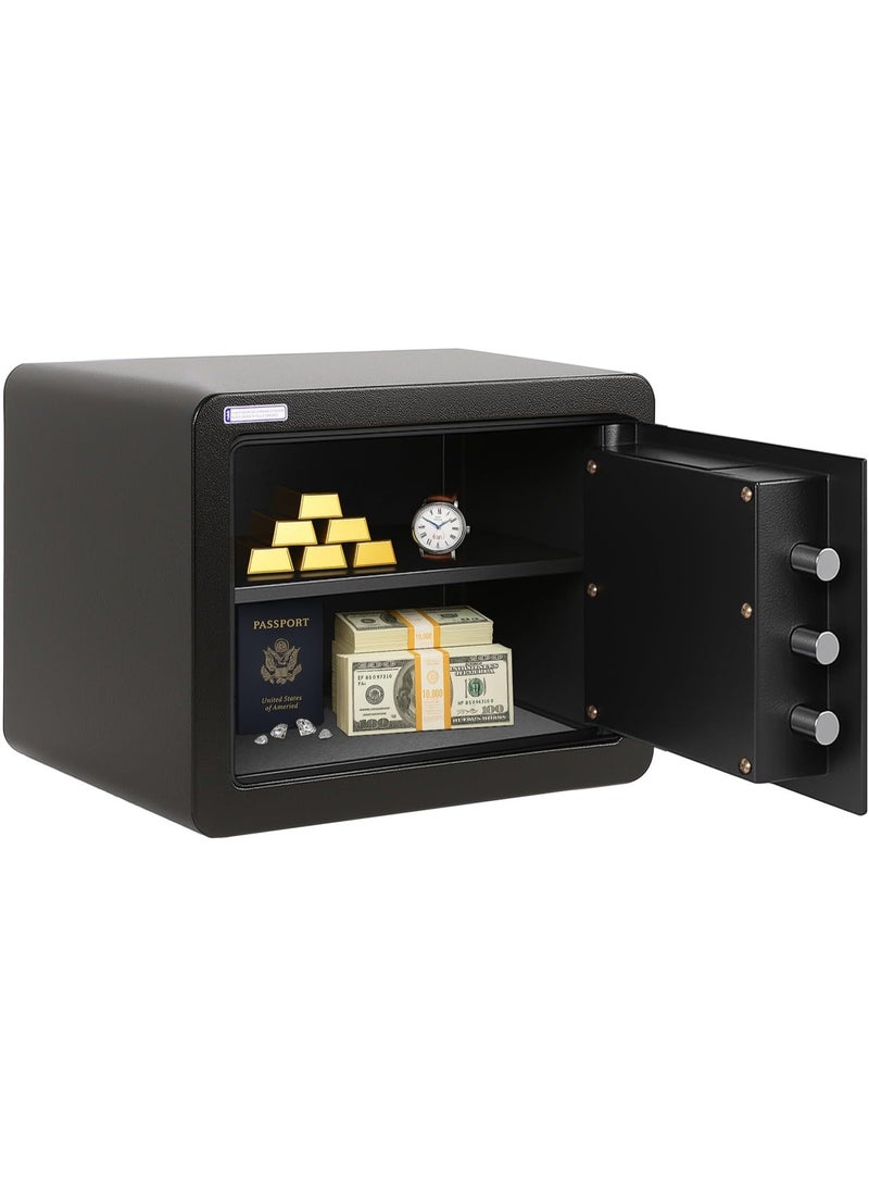 Rubik Fingerprint Safe Box Large, Document Size Biometric Lock with Key, Fire Resistant Powder Coating, for Home Office Cash Money Documents (RB-30YFP, 30x38x30cm) Black - Image 5