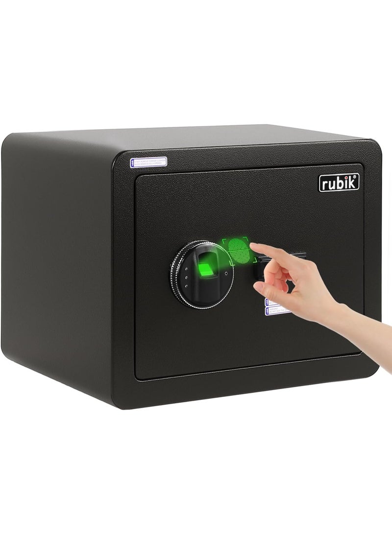 Rubik Fingerprint Safe Box Large, Document Size Biometric Lock with Key, Fire Resistant Powder Coating, for Home Office Cash Money Documents (RB-30YFP, 30x38x30cm) Black - Image 1