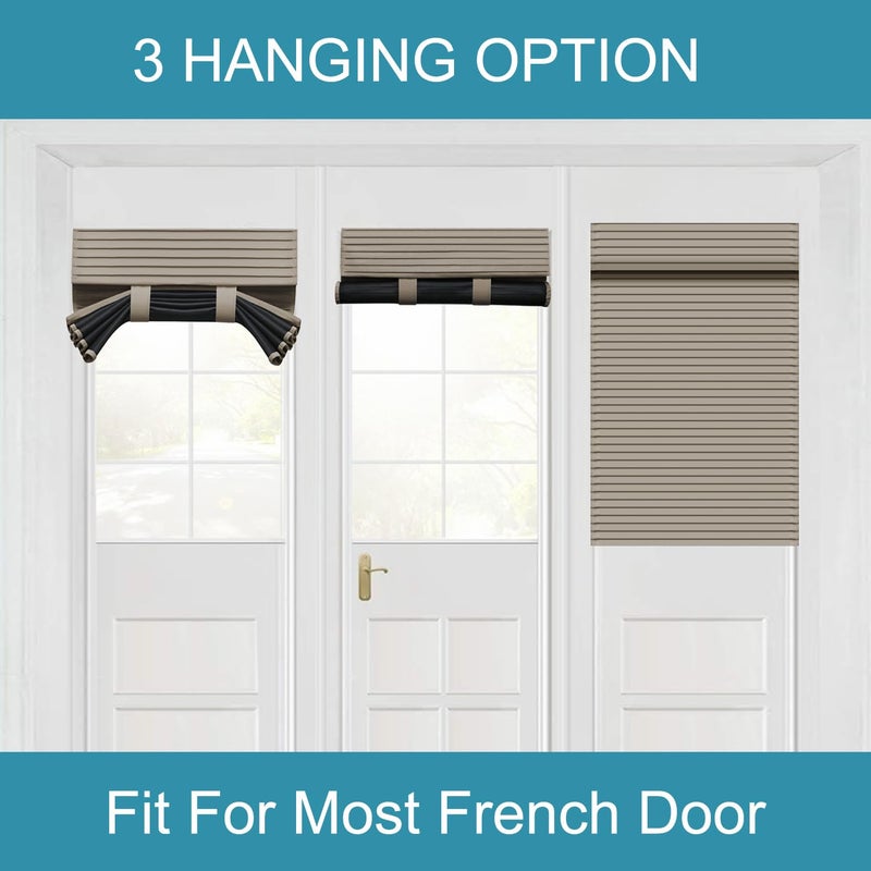 Muamar Door Window Curtains  Privacy Self Adhesive Curtains for Window  Light Brown 30 X 40 Inch French Door Blinds for Glass Door  Thermal Insulated Tie Up Blackout Shades for Window  1 Panel - Image 5