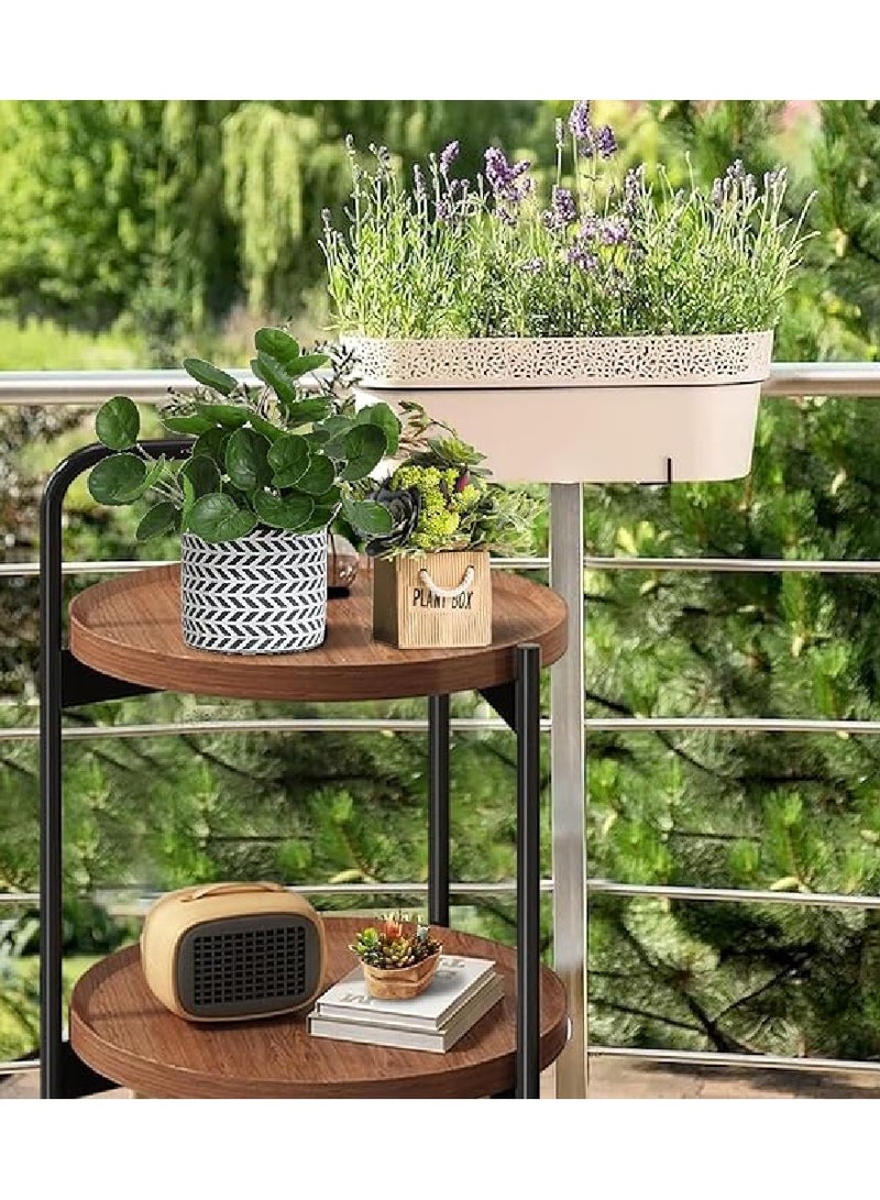 Yuwell 2-Tier Round Side Table, Mid Century Modern Walnut Finish Movable Round Coffee Table With MDF Top Small Rolling Cart For Living Room, Bedside Or Sofa Side Table Easy Assembly Multi Purpose Table - Image 5