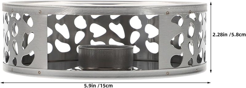 MAGICLULU 2pcs Stainless Steel Candle Teapot Warmer with Hollow Flower Design Tea Light Holder Heating Tray for Pots Tea Pot Warmer Base for Coffee Milk Beverage - Image 2