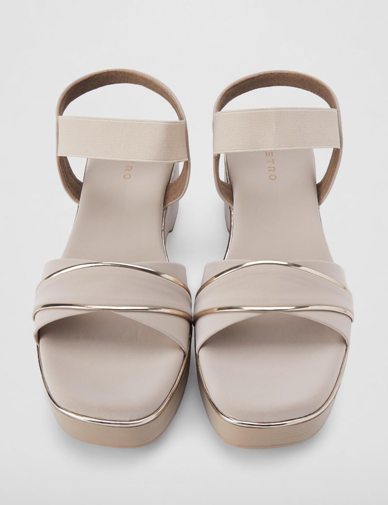 Metro Women Beige Wedge Heel Comfort Fashion Backstrap Sandal UK/5 EU/38 (34-313) - Image 4