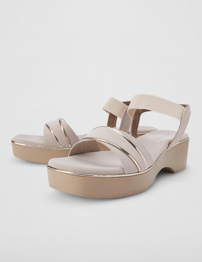 Metro Women Beige Wedge Heel Comfort Fashion Backstrap Sandal UK/5 EU/38 (34-313) - Image 5