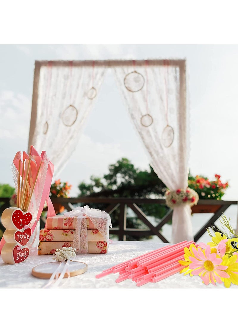 سيوسي شفاطات وردية على شكل قلب للاستعمال مرة واحدة، شفاطة بلاستيكية وردية ملفوفة بشكل فردي لحفلات أعياد الميلاد للأطفال ومستلزمات الزفاف 100 قطعة - Image 5