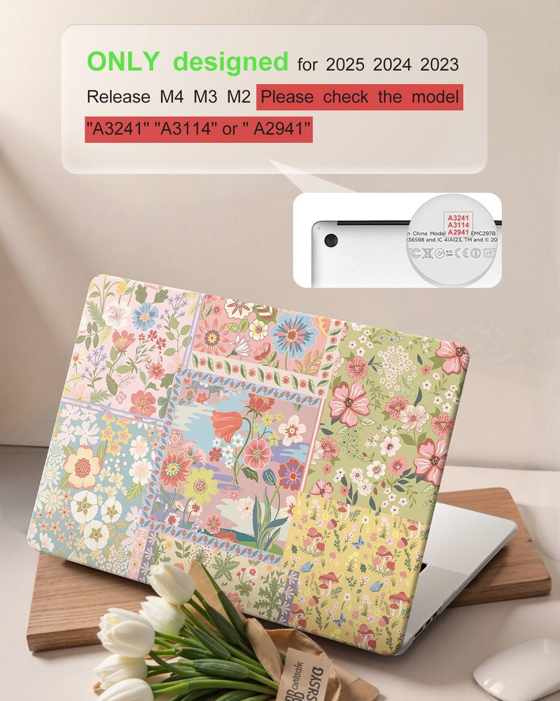 iCasso حافظة iCasso لجهاز MacBook Air M5 مقاس 15 بوصة 2026 2025-2023 طراز M4 M3 M2 A3448 A3241 A3114 A2941، غلاف صلب رقيق بنمط عتيق لجهاز Mac Air 15.3"، غطاء لوحة المفاتيح + فيلم شاشة، وردي بوهيمي - Image 2