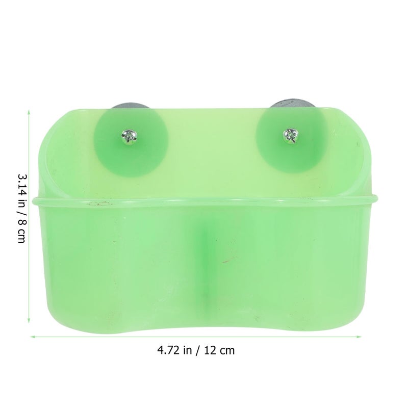 Green Plastic Bird Cage Food Bowl and Parrot Feeding Cup with Mount for Parakeets - Image 3