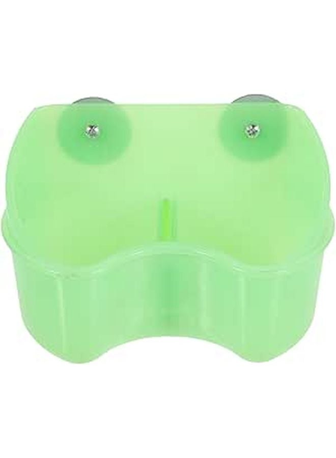 Green Plastic Bird Cage Food Bowl and Parrot Feeding Cup with Mount for Parakeets - Image 1