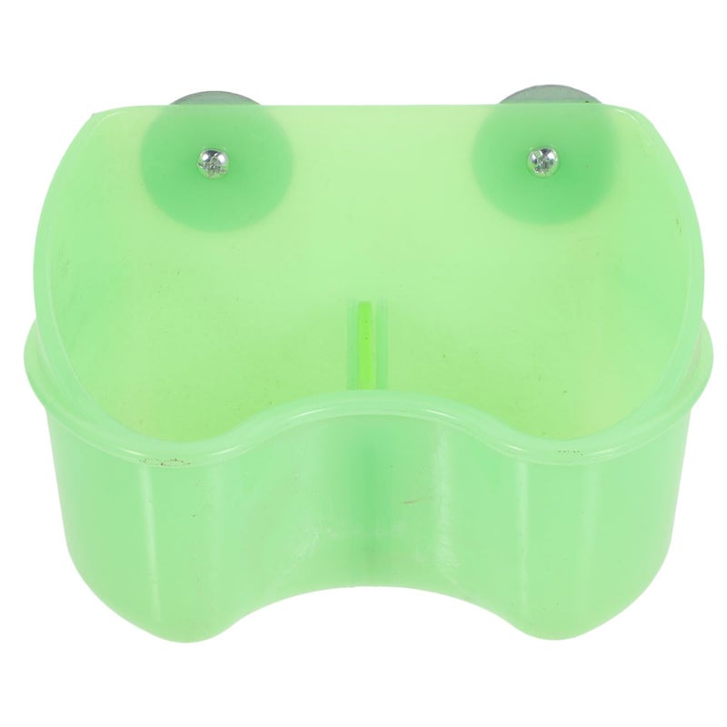 Green Plastic Bird Cage Food Bowl and Parrot Feeding Cup with Mount for Parakeets - Image 2