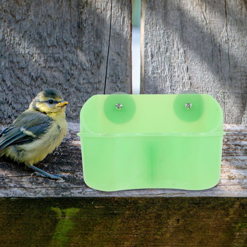 Green Plastic Bird Cage Food Bowl and Parrot Feeding Cup with Mount for Parakeets - Image 4