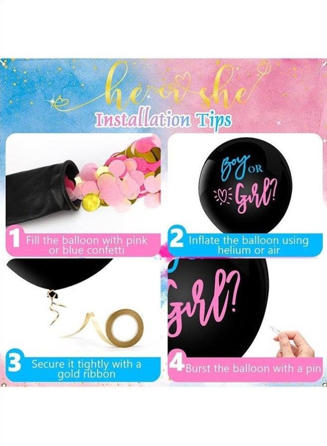 Thickened Gender Reveal Balloon - Gender Reveal Confetti Balloons with Pink and Blue Confetti – 36 Inch Black Gender Reveal Balloons Perfect for Taking Photos and Videos - Image 4