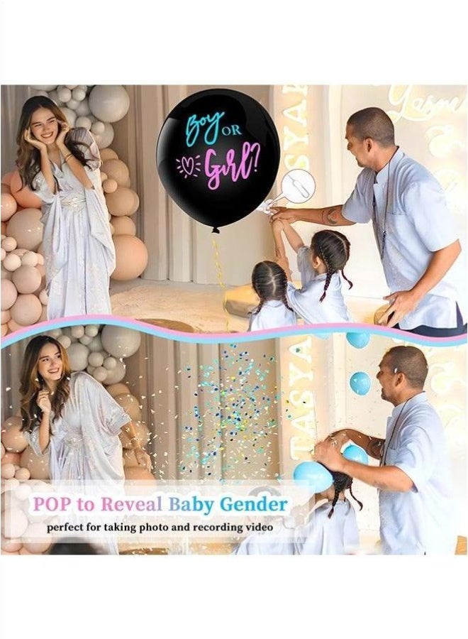 Thickened Gender Reveal Balloon - Gender Reveal Confetti Balloons with Pink and Blue Confetti – 36 Inch Black Gender Reveal Balloons Perfect for Taking Photos and Videos - Image 3