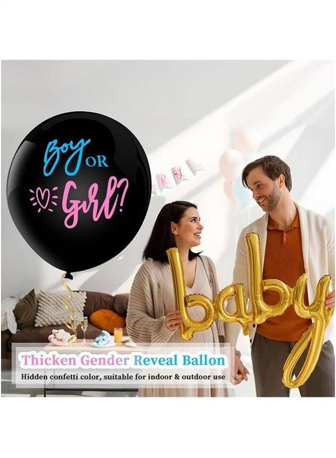 Thickened Gender Reveal Balloon - Gender Reveal Confetti Balloons with Pink and Blue Confetti – 36 Inch Black Gender Reveal Balloons Perfect for Taking Photos and Videos - Image 2