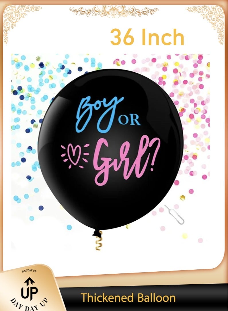Thickened Gender Reveal Balloon - Gender Reveal Confetti Balloons with Pink and Blue Confetti – 36 Inch Black Gender Reveal Balloons Perfect for Taking Photos and Videos - Image 1