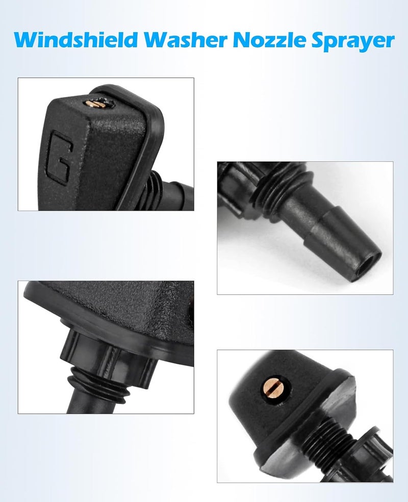 Xislet 2 Pack Universal Aimable Front Windshield Washer Nozzle Sprayer Work on Vehicle with 8mm Opening Hole in the hood Included Brass Nozzle Adjuster - Image 4