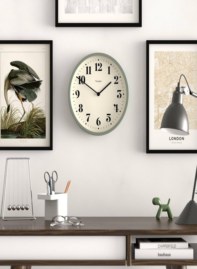 NEWGATE® Number Four Theatre Wall Clock | Modern Round Clock | 30cm | Asparagus Green | Decorative Numbers | Ideal for Kitchen, Living Room or Office - Image 3