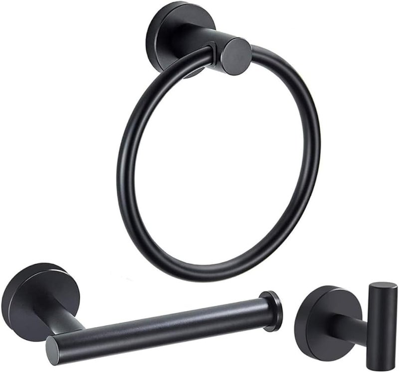 Jojofuny 3Pcs Wall Mounted Towel Holder Toilet Paper Holder and Clothes Hook Set for Bathroom Organization Easy Install - Image 1
