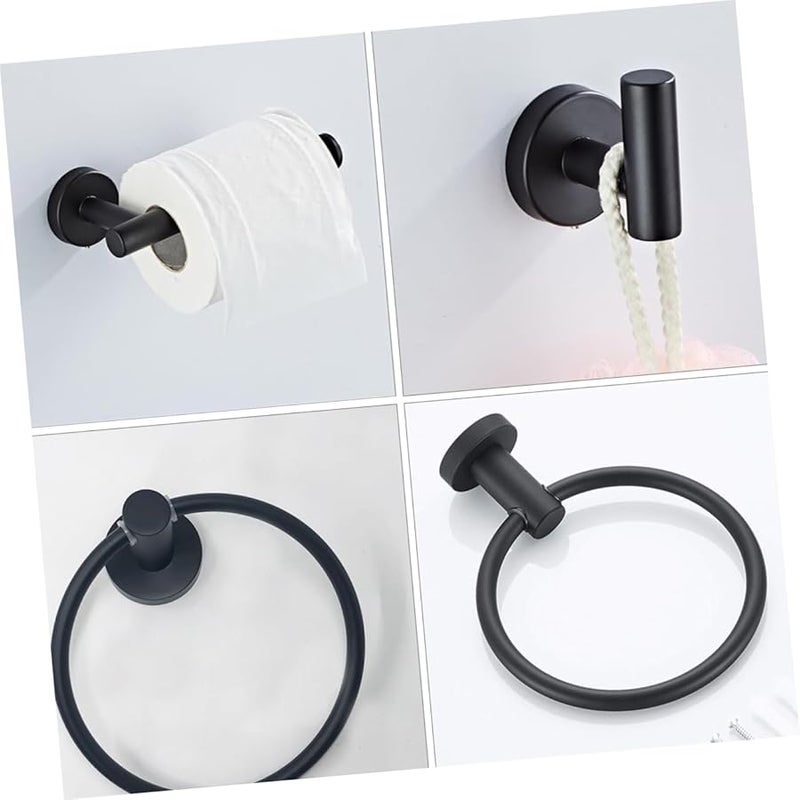 Jojofuny 3Pcs Wall Mounted Towel Holder Toilet Paper Holder and Clothes Hook Set for Bathroom Organization Easy Install - Image 2