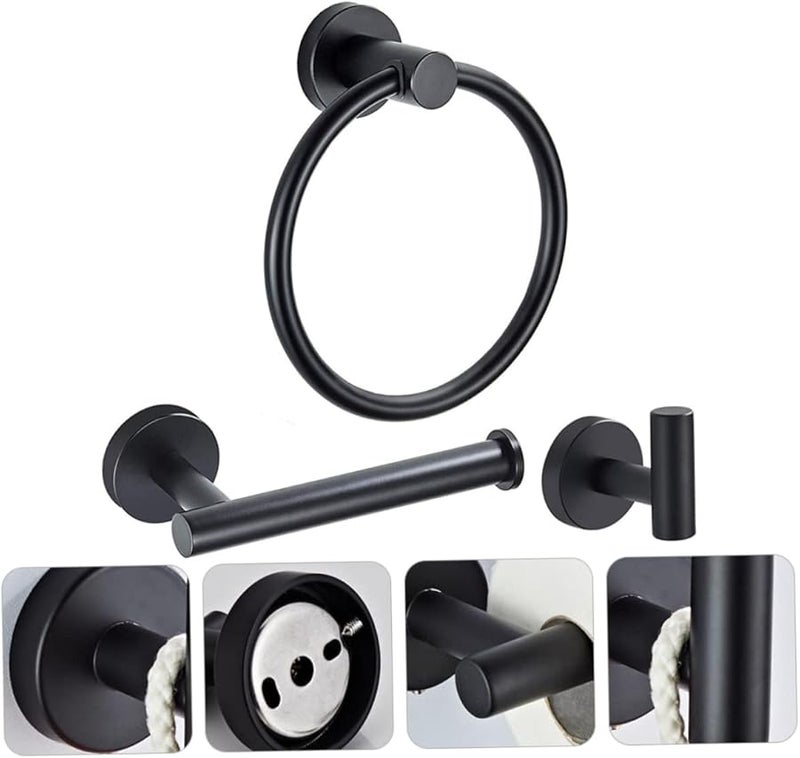 Jojofuny 3Pcs Wall Mounted Towel Holder Toilet Paper Holder and Clothes Hook Set for Bathroom Organization Easy Install - Image 4