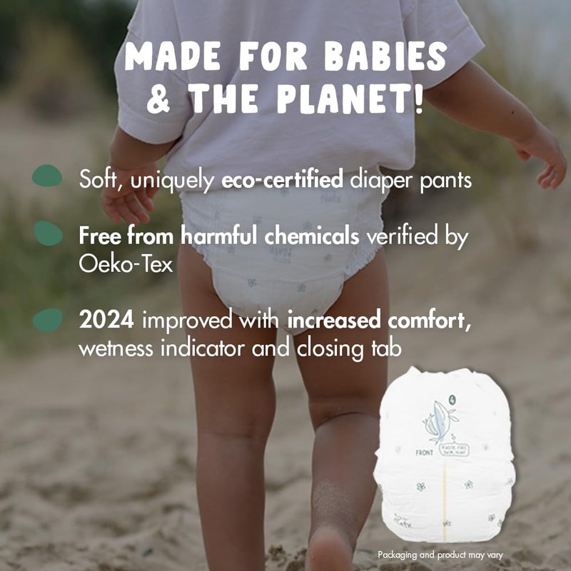 ECO by Naty سراويل حفاضات ناتي فري موفرز | حفاضات تدريب على استخدام المرحاض معتمدة للبشرة الحساسة | ناعمة، بدون رائحة | ماصة ومضادة للتسرب | للأطفال والرضع | الحجم 4، 2T–3T (18–33 رطل)، 22 قطعة - Image 4