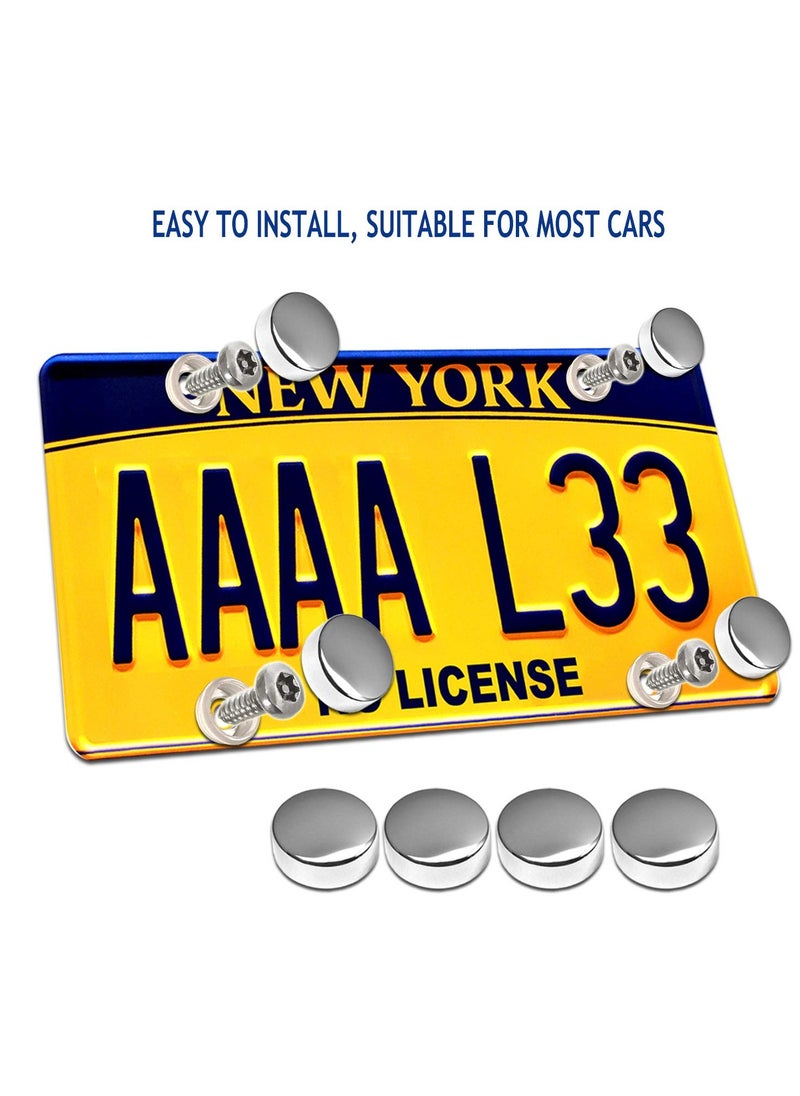 Excefore - Anti Theft License Plate Screws Set Stainless Steel Bolts Fasteners Kits for Car Tag Frame 1/4" M6 Security Screw Set with Rust Proof Chrome Screw Caps Cover Tamper Resistant Mounting Hardware - Image 1