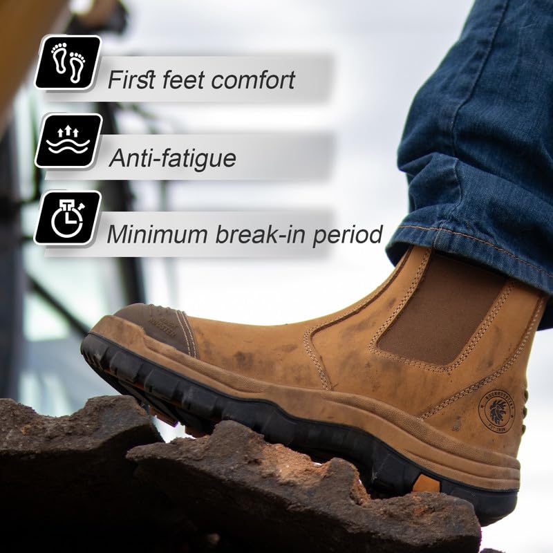 ROCKROOSTER Lumen - 6" Soft Toe Slip On Breathable, Quick Dry, Anti-Slip Wheat Work Boots for Men AK222 - Image 5