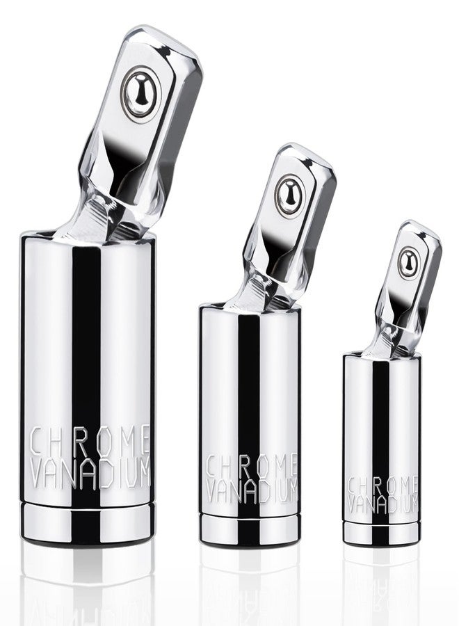 Tiosamd 3PCS Universal Joint Socket Set, 1/4” 3/8” 1/2” Drive Swivel Socket Adapter Set, Premium Chrome Vanadium Steel Universal Joint Socket Adapter Suitable for Narrow Spaces- - Image 1