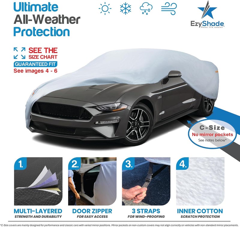 EzyShade 10-Layer SUV Car Cover Waterproof All Weather - Outdoor Full Exterior Cover for Automobiles, Heavy Duty Tarp for Jeep, Rav4, CRV - Size S2 (See Chart for Accurate Fit) | Multi-Layer Outdoor Full Exterior Covers for Automobiles. Heavy Duty Tarp Jeep Rav4 Equinox Trax CRV - See Vehicle Size Chart - Image 1