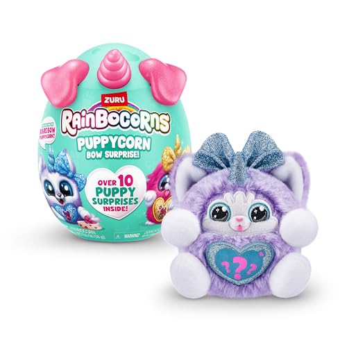 Rainbocorns Puppycorn Bow Surprise, Puppycorn Series 3, Rufus the Husky - Collectible Plush - 5 Layers of Surprises, Peel and Reveal Heart, Stickers, Slime, Ages 3+ (Husky) - Image 1