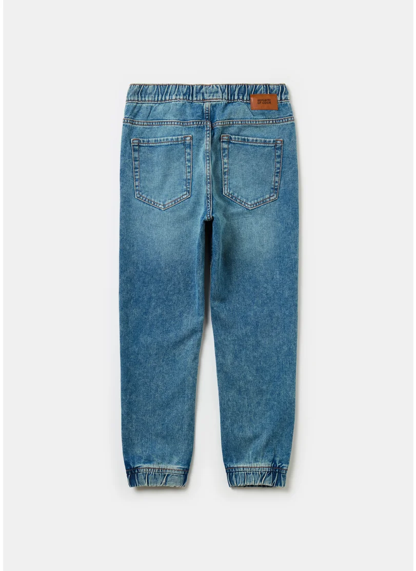 Ovs Denim joggers with drawstring and abrasions