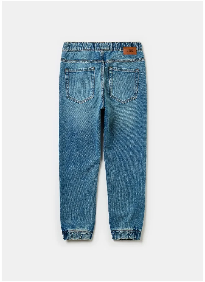 او في اس Denim joggers with drawstring and abrasions