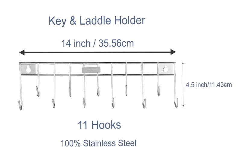 Slim Shine SLIMSHINE Wall Mounted Cutlery Holder | Stainless Steel Utensil Organizer | Multipurpose Kitchen Storage Rack with Hooks | Space-Saving Design | Easy Installation - Image 4