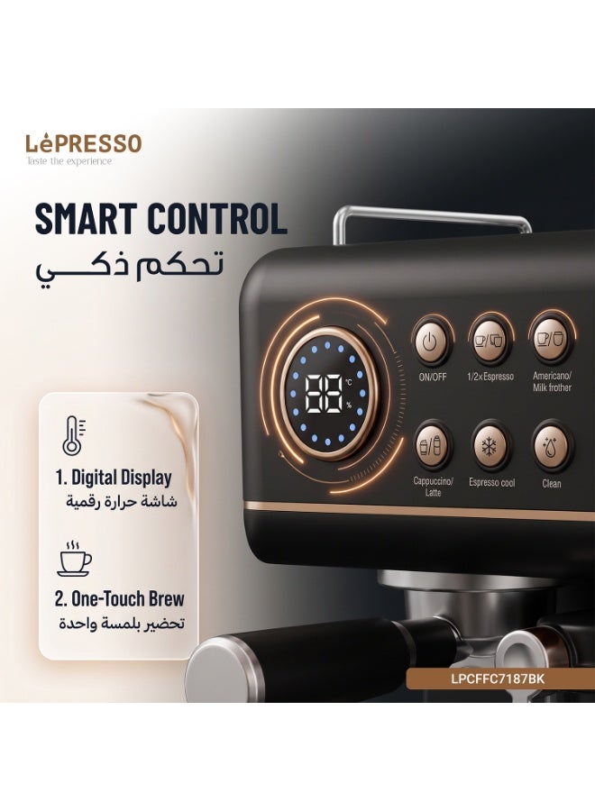 LePRESSO Espresso Coffee Maker with Milk Tank 1.5L Water Tank 20 Bar Pump 1350W Digital Display Coffee Machine with milk frother for making latte, cappuccino - Image 3