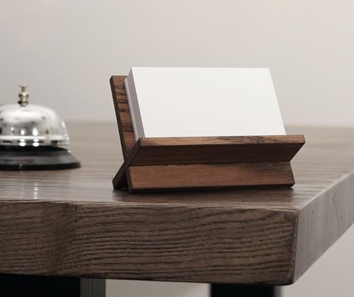Toros.Store TOROS store Business Card Holder for Desk - Brown Wood Small Cards Holders, Professional Desktop Business Card Stand Display, Wooden Name Card Holder - Image 2