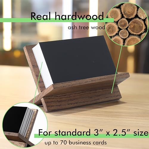 Toros.Store TOROS store Business Card Holder for Desk - Brown Wood Small Cards Holders, Professional Desktop Business Card Stand Display, Wooden Name Card Holder - Image 3