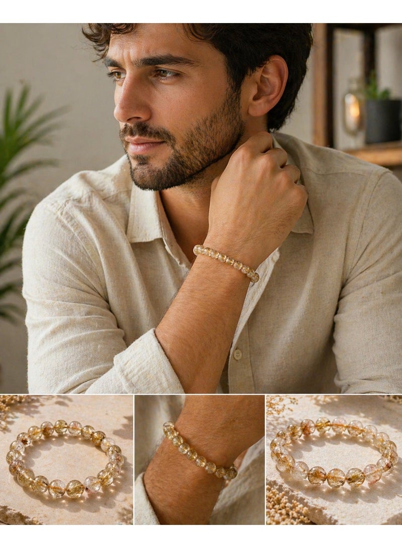 Ringfinity Natural Citrine Stone Bracelet 8mm – Yellow Gemstone Beaded Stretch Bracelet – Stylish Daily Wear Jewelry for Men & Women - Image 5