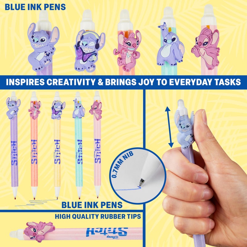 Get Trend Disney Stitch 5pcs Erasable Gel Ink Pens and Angel Cute Writing Pens for Kids Fun Stationery Set Kawaii Journaling Supplies Cool Pen Gifts for Kids (Stitch & Angel) - Image 4