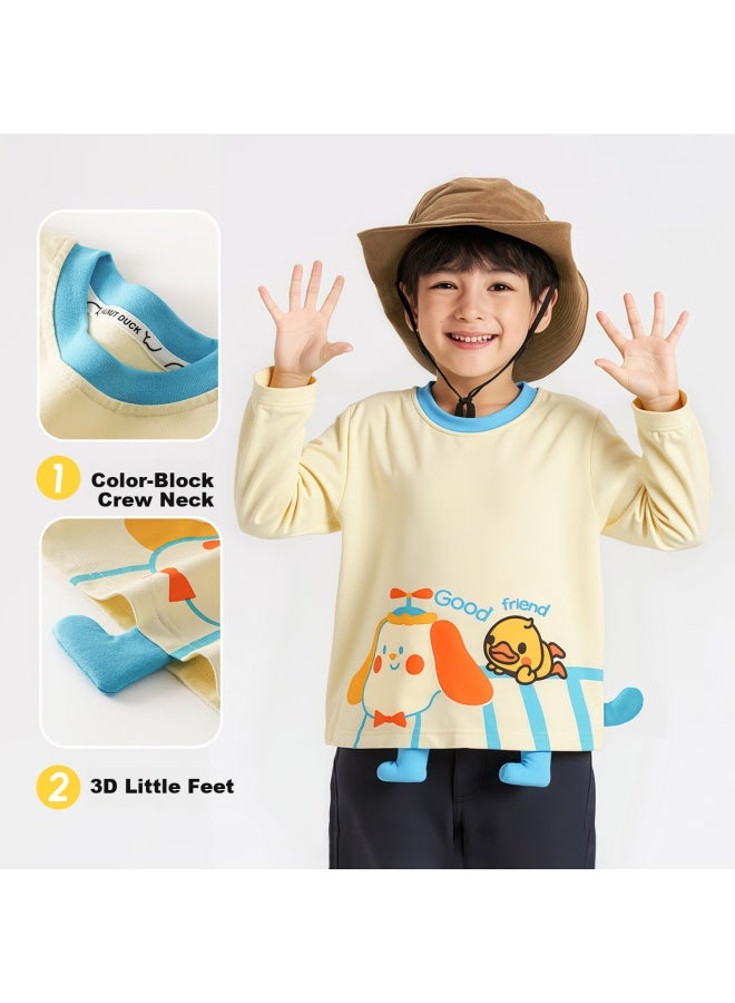 Walnut Duck Boys' Children's Long Sleeve Cotton T-shirt Autumn Spring Yellow Size 140 - Image 2
