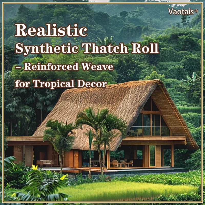 Vaotais Realistic Synthetic Thatch Roll Sun-Bleached Yellow - 18 & 30 Inch Widths - Reinforced Weave for Mexican Palapa, Tiki Bars, Hawaiian Parties & Patio Decor (18 Inch Width x 4 Feet Length) - Image 5