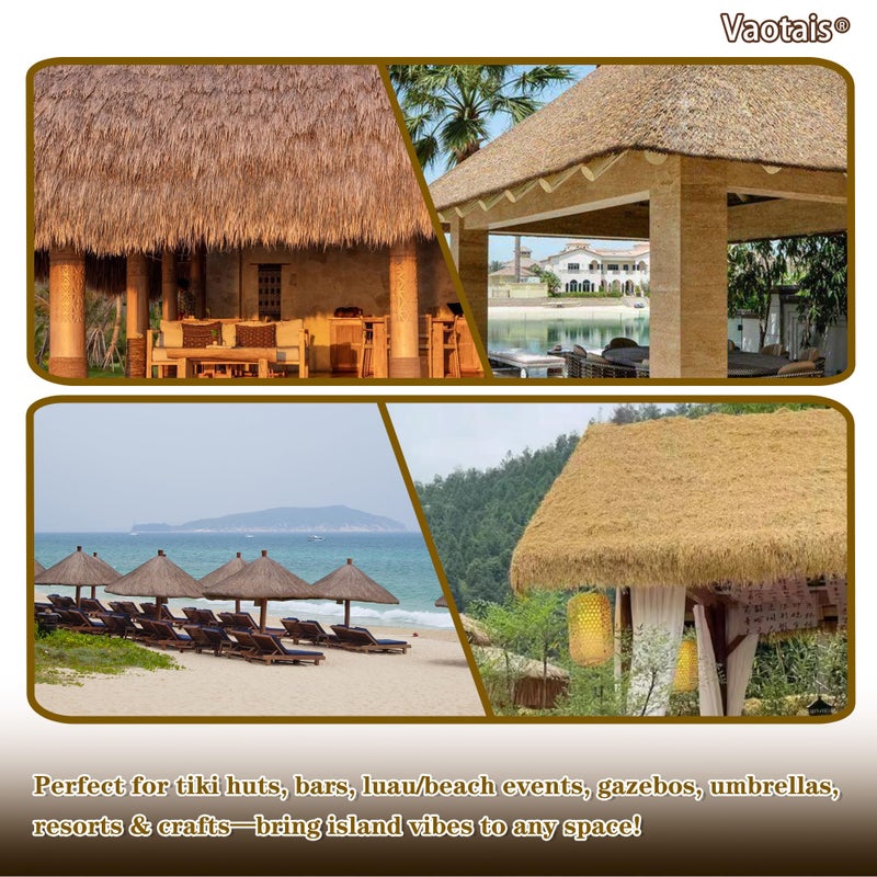 Vaotais Realistic Synthetic Thatch Roll Sun-Bleached Yellow - 18 & 30 Inch Widths - Reinforced Weave for Mexican Palapa, Tiki Bars, Hawaiian Parties & Patio Decor (18 Inch Width x 4 Feet Length) - Image 4