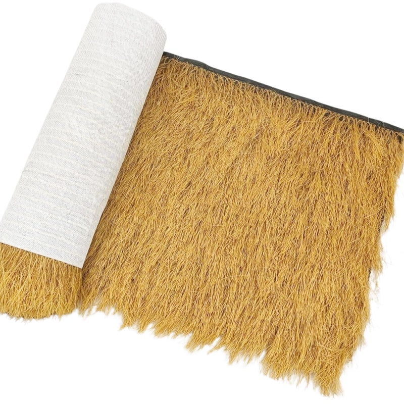 Vaotais Realistic Synthetic Thatch Roll Sun-Bleached Yellow - 18 & 30 Inch Widths - Reinforced Weave for Mexican Palapa, Tiki Bars, Hawaiian Parties & Patio Decor (18 Inch Width x 4 Feet Length) - Image 1