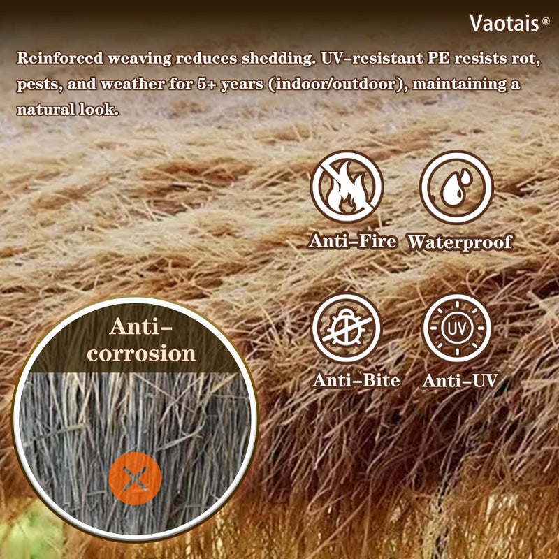 Vaotais Realistic Synthetic Thatch Roll Sun-Bleached Yellow - 18 & 30 Inch Widths - Reinforced Weave for Mexican Palapa, Tiki Bars, Hawaiian Parties & Patio Decor (18 Inch Width x 4 Feet Length) - Image 3
