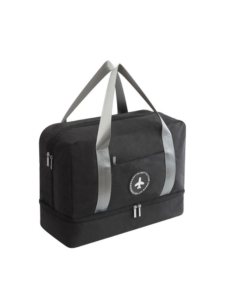 مجموعة اللياقة البدنية، مجموعة الأمتعة، زجاجة مياه قابلة للطي متعددة الوظائف، حقيبة كبيرة السعة، للسفر/الرياضة/السباحة، كل النمط الأسود - Image 3