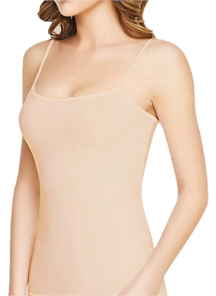 Tutku Women's Ribbed (Lycra) Rope Strap Skin Undershirt, Pack of 6