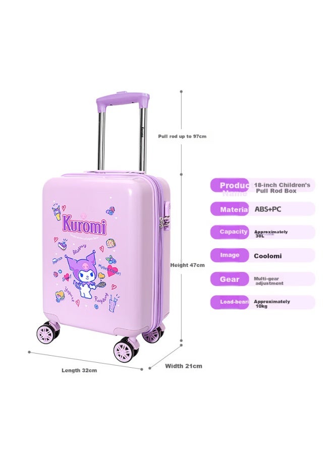 ميسوكا Maisika X Sanrio Kuromi حقيبة سفر بقفل رقمي، عجلات 360 درجة، حقيبة أطفال متحركة، أمتعة أطفال مقاس 18 بوصة، حقيبة سفر محمولة - Image 5