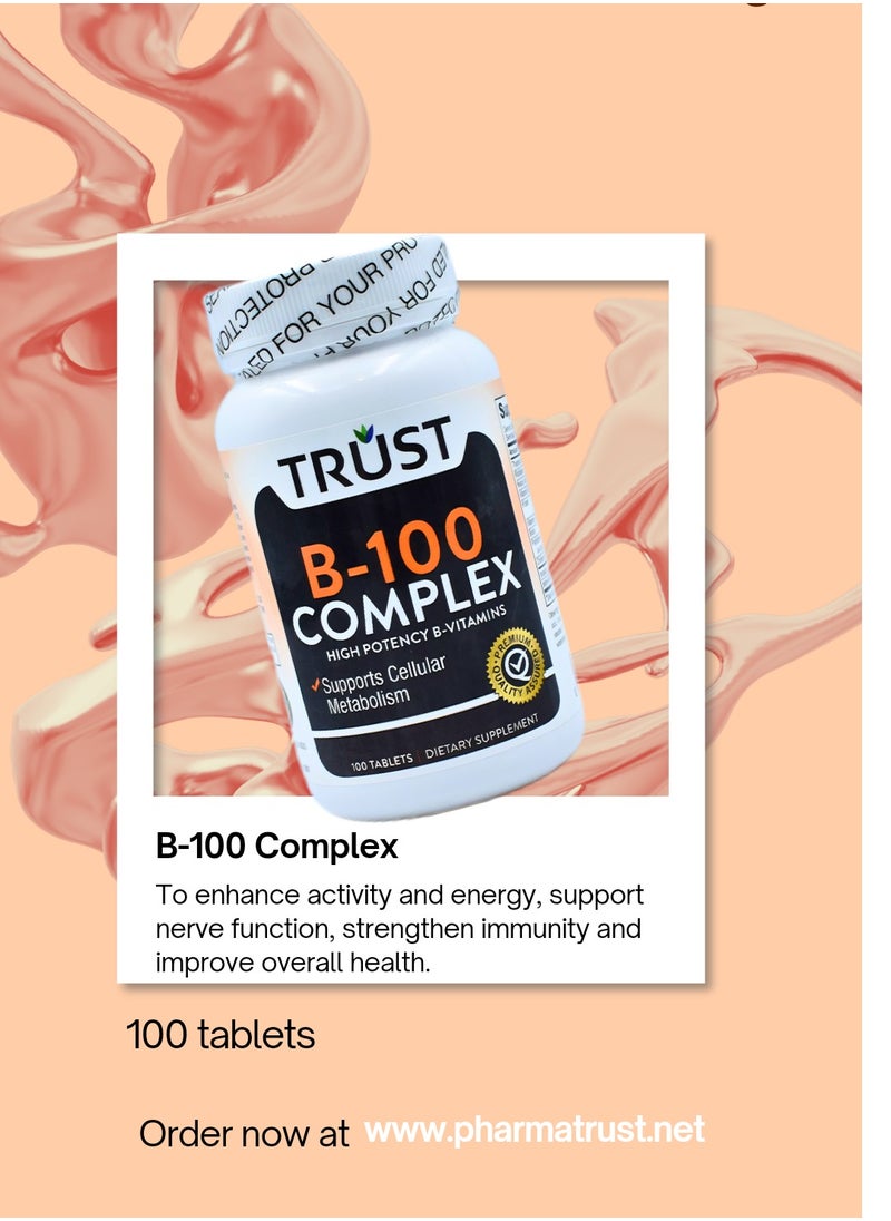 Trust - Trust B-100 complex high potency B-Vitamins for cellular metabolism support 100 tablets - Image 1